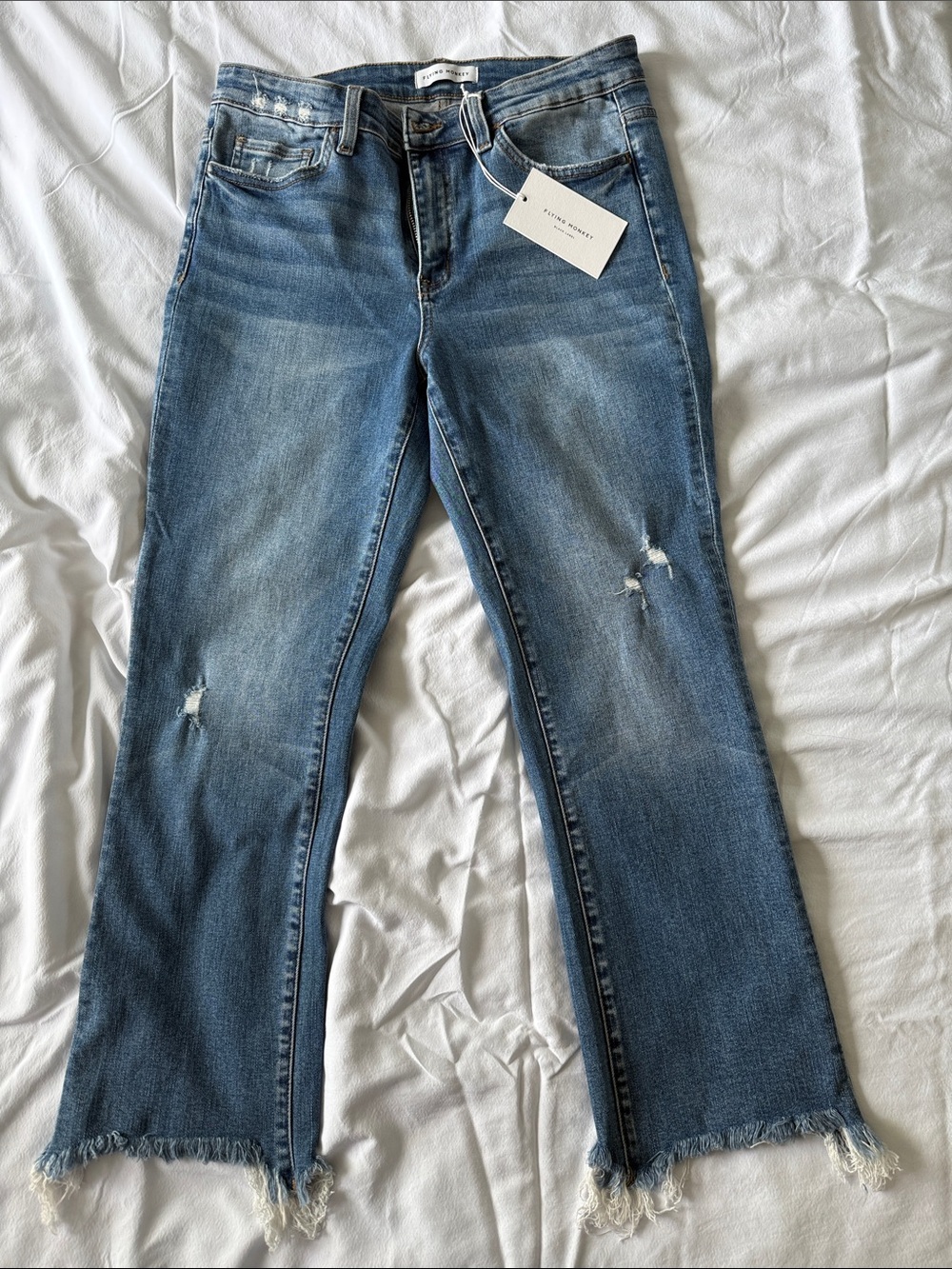 Flying Monkey Blue Distressed Flare Jeans